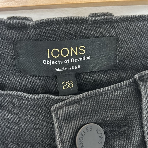 ICONS OBJECTS OF DEVOTION - REVOLVE wide bell crop denim black high waist 28 - Picture 3 of 13